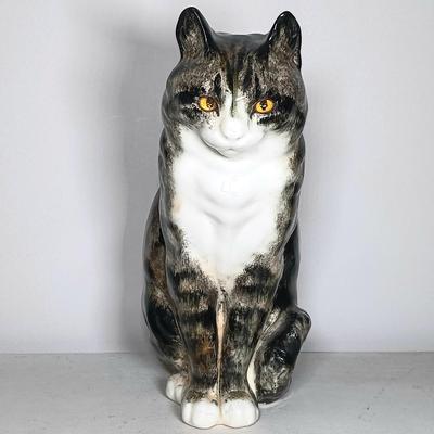 LOT 49: Signed J. Winstanley Saks Fifth Avenue Pottery Cat Statue