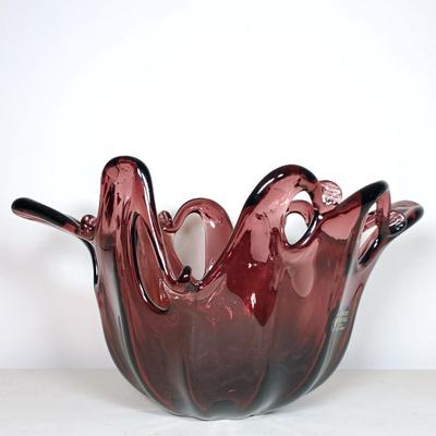 LOT 50: Murano White Cristal Italian Purple Amethyst Art Glass