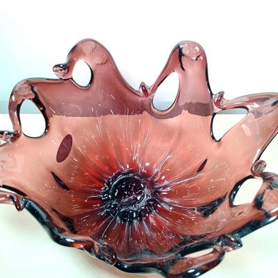 LOT 50: Murano White Cristal Italian Purple Amethyst Art Glass