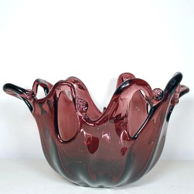 LOT 50: Murano White Cristal Italian Purple Amethyst Art Glass