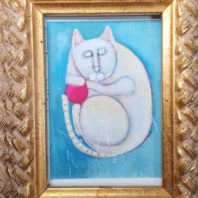 LOT 52: Vintage Elgin Miniature Clock Cat, Quail Pottery Gus the Cat & More