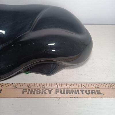 LOT 53: Haeger Reclining Cat Statue with Korean Brass Cat Bookends