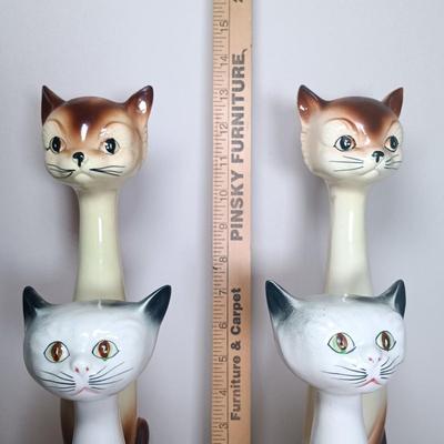 LOT 138: Japanese Long Neck Ceramic Cat Statues