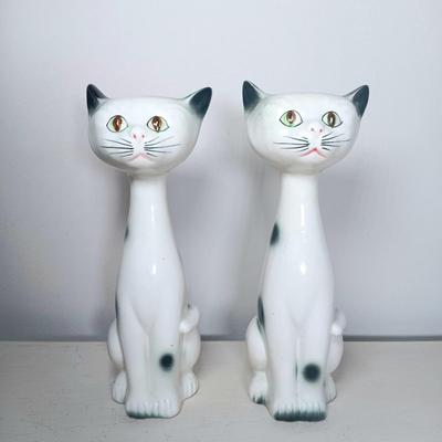 LOT 138: Japanese Long Neck Ceramic Cat Statues