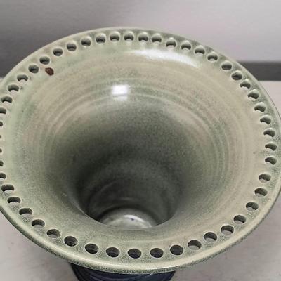 LOT 140: McCoy Pedestal Planter, Signed Earring Holder Vase & McCoy-Style Brush Pottery Swan Vase