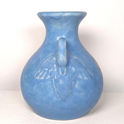LOT 140: McCoy Pedestal Planter, Signed Earring Holder Vase & McCoy-Style Brush Pottery Swan Vase