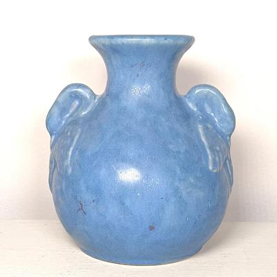 LOT 140: McCoy Pedestal Planter, Signed Earring Holder Vase & McCoy-Style Brush Pottery Swan Vase