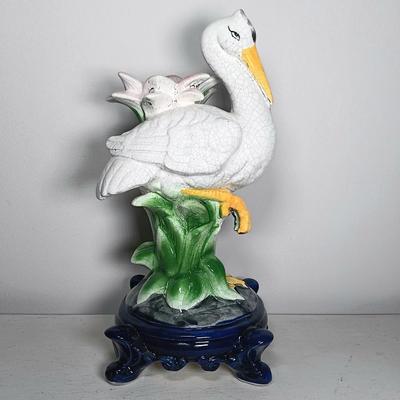 LOT 141: Vintage Ceramic Crane Statue