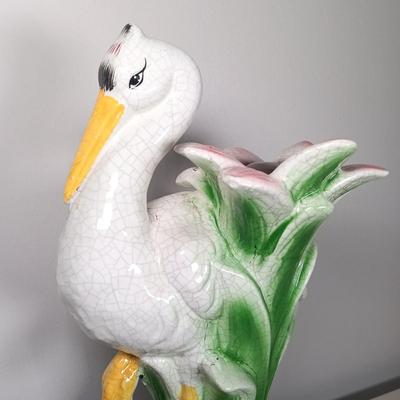 LOT 141: Vintage Ceramic Crane Statue