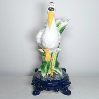 LOT 141: Vintage Ceramic Crane Statue