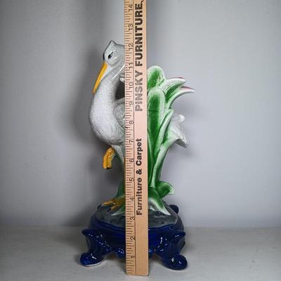 LOT 141: Vintage Ceramic Crane Statue
