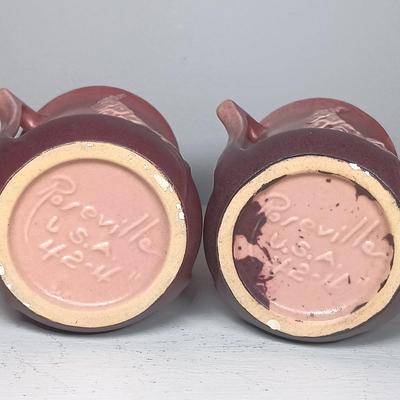 LOT 146: Pair of Roseville Pottery Foxglove Two-Handled Vases