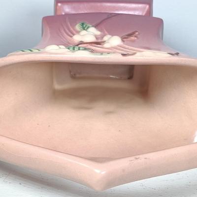 LOT 147: Roseville Pottery Snowberry Basket Vase & Columbine Vase