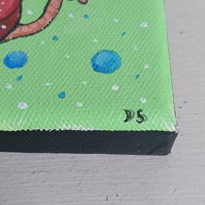 LOT 148: Signed Claude C. Breton Cat Painting, Wood Fishing Cat, PartyLite Kitten Candleholder & More