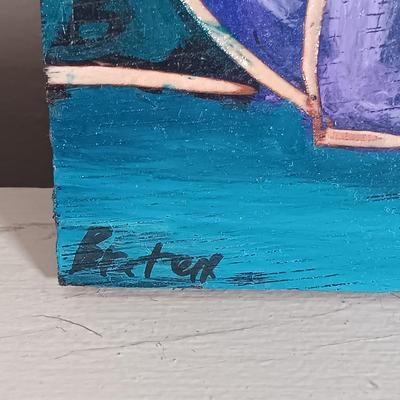 LOT 148: Signed Claude C. Breton Cat Painting, Wood Fishing Cat, PartyLite Kitten Candleholder & More