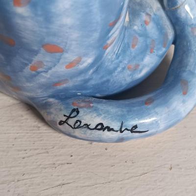 LOT 148: Signed Claude C. Breton Cat Painting, Wood Fishing Cat, PartyLite Kitten Candleholder & More