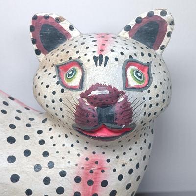 LOT 150: Italian Long Neck Ceramic Cat, Wood Handmade Cat & Sleeping Ceramic Cat Painted in Macau