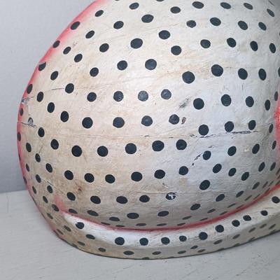 LOT 150: Italian Long Neck Ceramic Cat, Wood Handmade Cat & Sleeping Ceramic Cat Painted in Macau