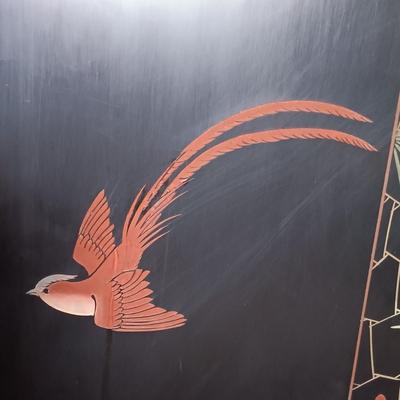 LOT 152: Vintage Gold Leaf and Black Lacquer Wood Screen Made in The People's Republic of China