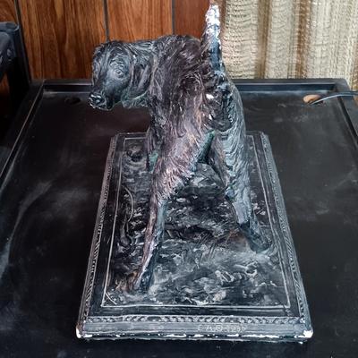 LOT 153: Signed Chalkware Irish Setter Sculpture E.A.O. 1980