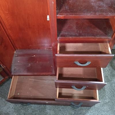 LOT 155: Vintage Wood and Glass Gun Cabinet