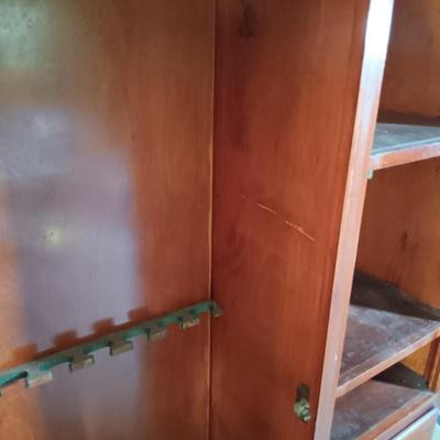 LOT 155: Vintage Wood and Glass Gun Cabinet
