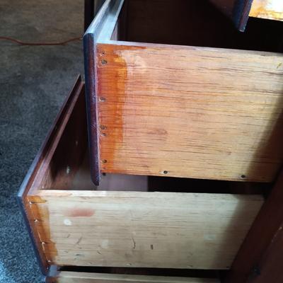 LOT 155: Vintage Wood and Glass Gun Cabinet