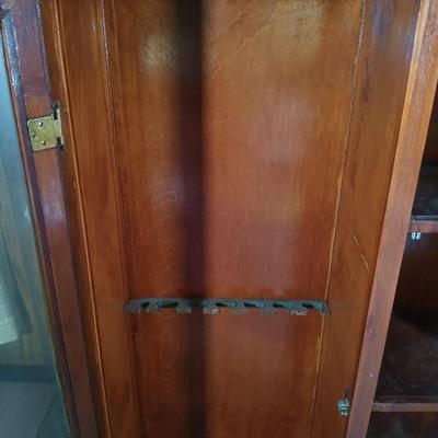 LOT 155: Vintage Wood and Glass Gun Cabinet