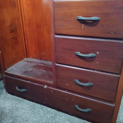 LOT 155: Vintage Wood and Glass Gun Cabinet