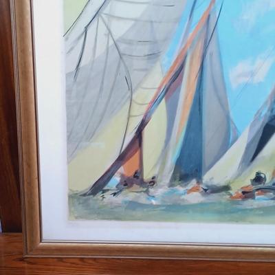 LOT 157: Signed and Numbered Print of Ships on the Water