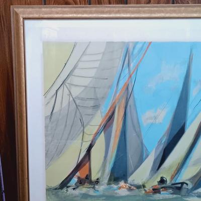 LOT 157: Signed and Numbered Print of Ships on the Water