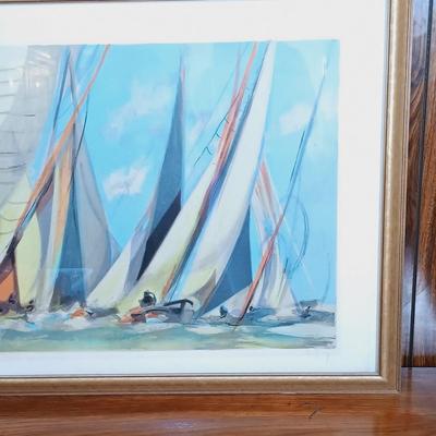LOT 157: Signed and Numbered Print of Ships on the Water