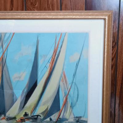 LOT 157: Signed and Numbered Print of Ships on the Water