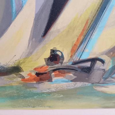 LOT 157: Signed and Numbered Print of Ships on the Water
