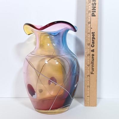 LOT 159: Vintage Signed Adam Jablonski Polish Art Glass Vase