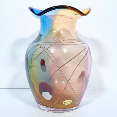 LOT 159: Vintage Signed Adam Jablonski Polish Art Glass Vase