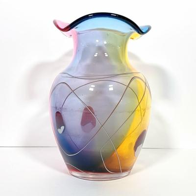 LOT 159: Vintage Signed Adam Jablonski Polish Art Glass Vase