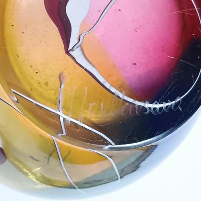 LOT 159: Vintage Signed Adam Jablonski Polish Art Glass Vase