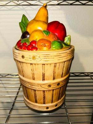 MCCOY POTTERY BEAN POT AND FRUIT BASKET COOKIE JAR