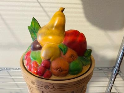 MCCOY POTTERY BEAN POT AND FRUIT BASKET COOKIE JAR