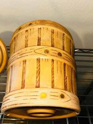 MCCOY POTTERY BEAN POT AND FRUIT BASKET COOKIE JAR