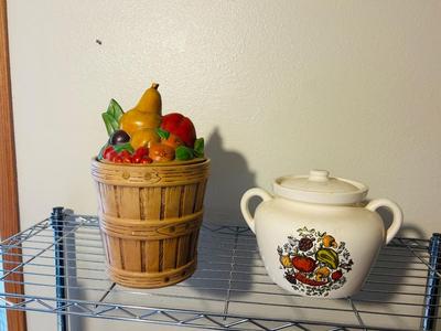 MCCOY POTTERY BEAN POT AND FRUIT BASKET COOKIE JAR