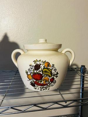 MCCOY POTTERY BEAN POT AND FRUIT BASKET COOKIE JAR
