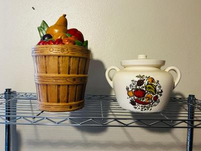 MCCOY POTTERY BEAN POT AND FRUIT BASKET COOKIE JAR