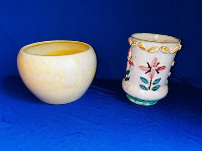 VTG HALL POTTERY PLANTER AND ITALY MADE VASE