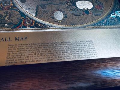 BEAUTIFUL GOLD & BLUE WORLD MAP AND VTG WORLD DICTIONARY