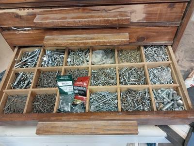 SOLID WOOD SIX DRAWER STORAGE BOX WITH HARDWARE