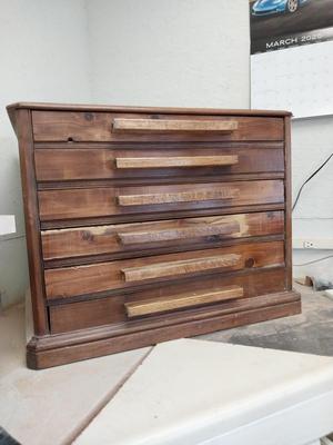 SOLID WOOD SIX DRAWER STORAGE BOX WITH HARDWARE