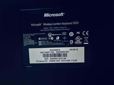 MICROSOFT WIRELESS KEYBOARD, BELKIN ROUTER, TIMEX WALL CLOCK AND OFFICE SUPPLIES