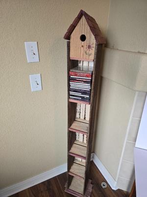 Rustic Wooden Birdhouse-Top CD Shelf